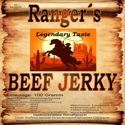 Original Rangers Beef Jerky, Legendary Taste, 10 x 100 g