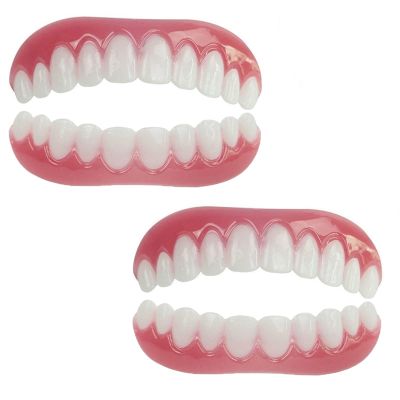 MXRFACTory Instant Denture Veneers, Silica Gel Temporary Dental Prostheses for Upper and Lower Jaw, 2 Pairs