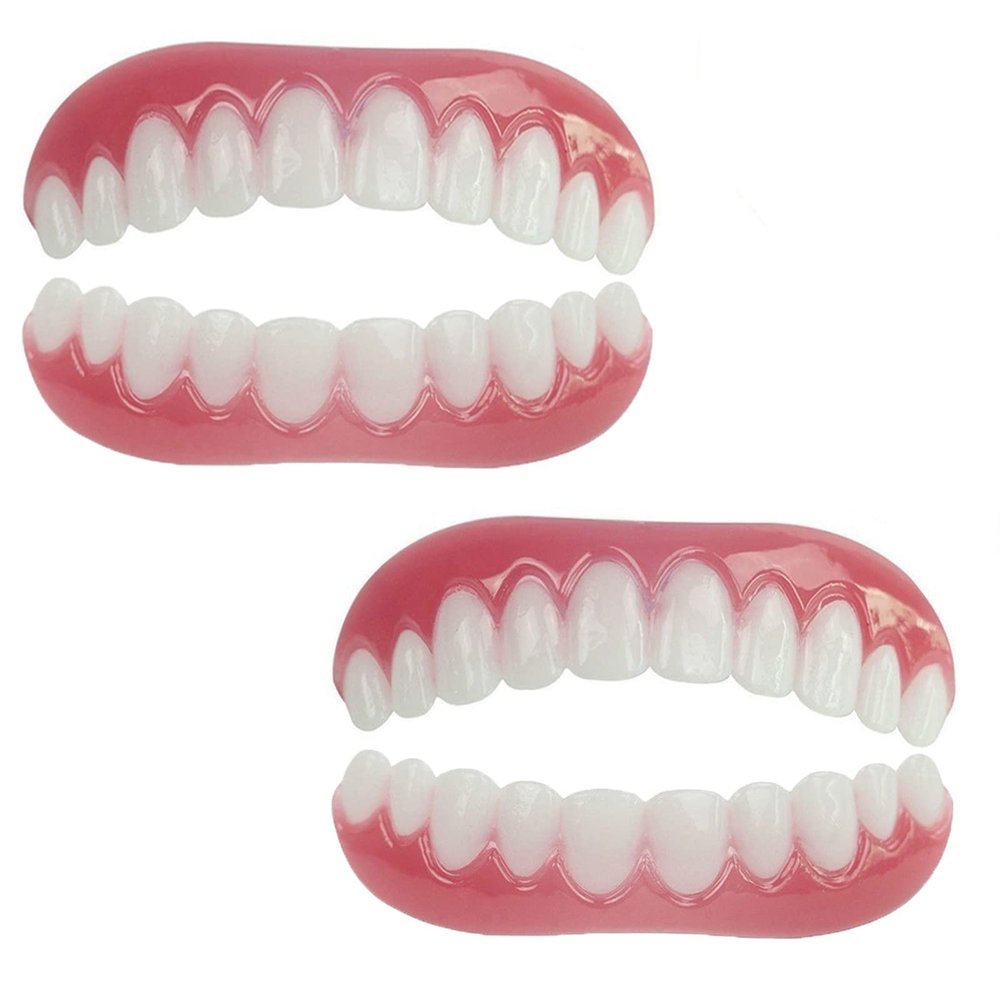 MXRFACTory Instant Denture Veneers, Silica Gel Temporary Dental Prostheses for Upper and Lower Jaw, 2 Pairs