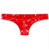 Doomiva Women's Patent Leather Wetlook T-Back Hotpants with Zipper, Red, S view 4