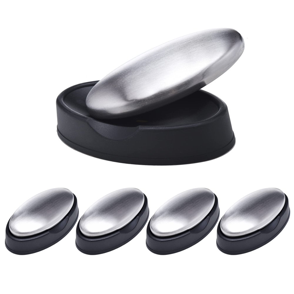 5-Piece Stainless Steel Soap Holder Set, Metal Odor Remover for Fish, Garlic, and Onion Odors