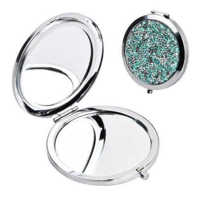 KYSUN 7 cm Compact Folding Pocket Mirror, 1x/2x, Green Diamond
