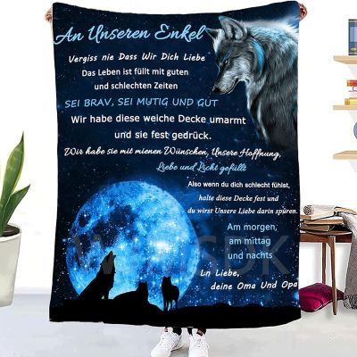 WJMSDK Personalized Flannel Blanket Gift for Grandchildren from Grandma and Grandpa