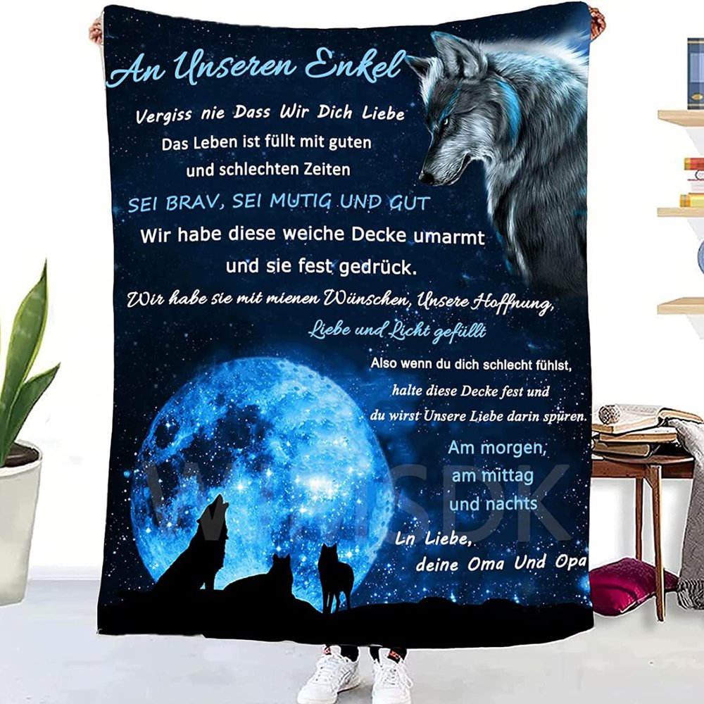 WJMSDK Personalized Flannel Blanket Gift for Grandchildren from Grandma and Grandpa