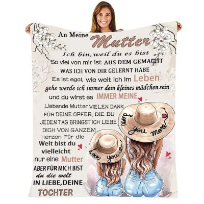 Personalized Blanket Gift for Mom, Soft Flannel Throw from Daughter