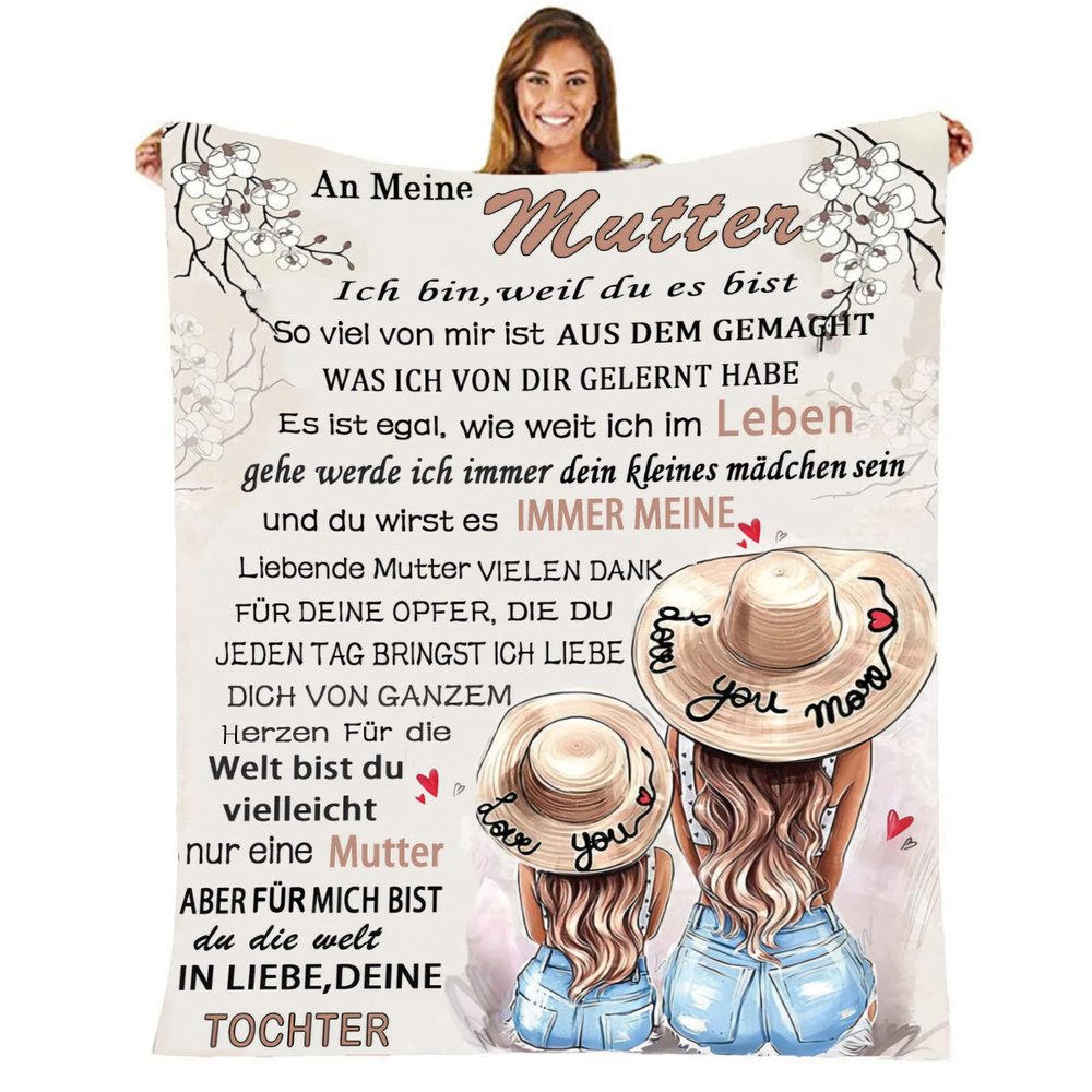 Personalized Blanket Gift for Mom, Soft Flannel Throw from Daughter