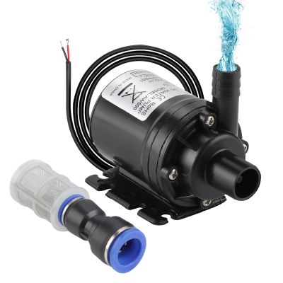 HSEAMALL 12V DC Mini Water Pump with Filter, Brushless Submersible Pump