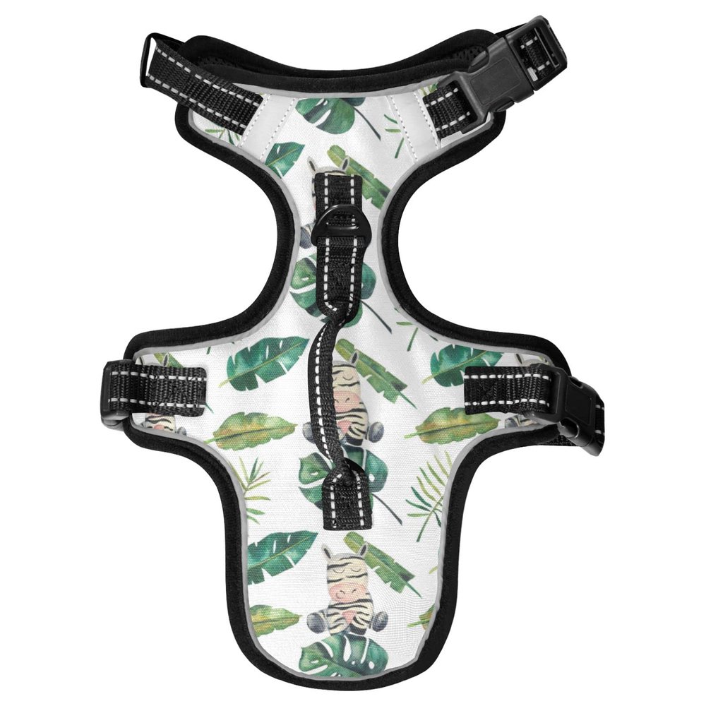 Naanle Palm Leaf Zebra No-Pull Dog Harness with Leash Clips