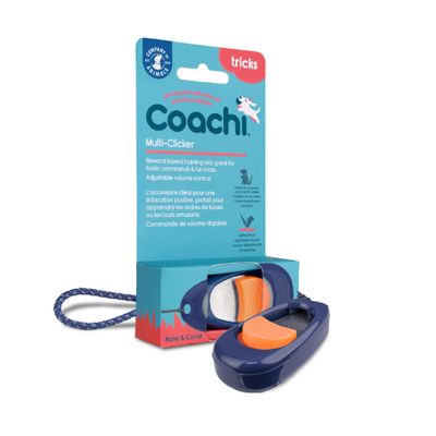 Coachi Multi-Clicker, Dog Clicker for Dog Training | Navy Blue/Coral