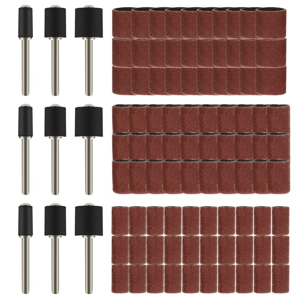 FRCOLOR 102-Piece Sanding Band and Mandrel Kit for Nail Drills