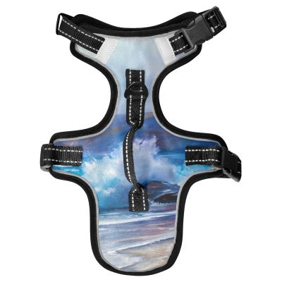 Naanle Sea Wave Oil Painting Dog Harness with Leash Clips
