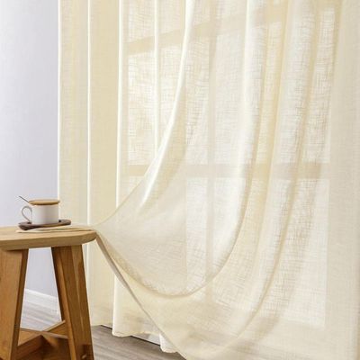 MANQILE Solid Voile Curtains for Living Room, White Yarn, Thickened Cotton and Linen, Simple Sheer Curtains