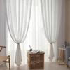 MANQILE Solid Voile Curtains for Living Room, White Yarn, Thickened Cotton and Linen, Simple Sheer Curtains view 3