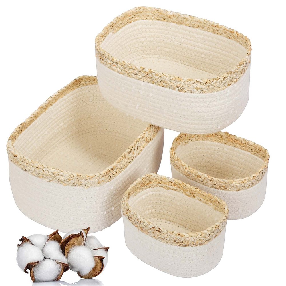 Sosayet 4-Piece Woven Cotton Rope Storage Basket Set