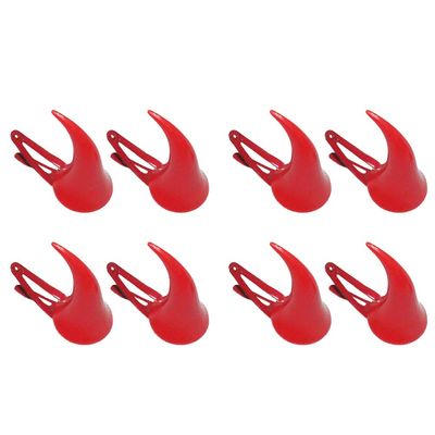 Halloween Red Horn Hair Clips, 8-Piece Plastic Set for Kids