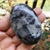 Ladeukoi Elliptical Palm Stone, Polished Worry Pocket Massage Energy Stone, Healing Crystal for Chakras and Reiki, Black Labradorite view 2