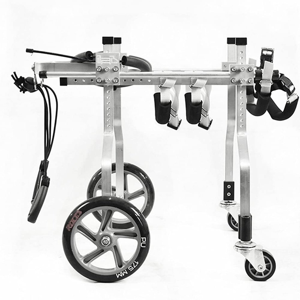 KROITY Adjustable Aluminum 4-Wheel Pet Wheelchair for Cats and Dogs, XXS-XL