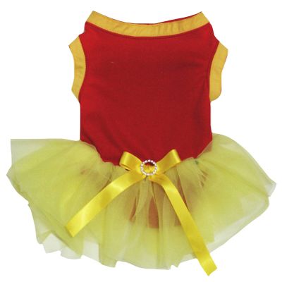 Petitebelle Dog Dress with National Motif, Solid Color, Spain, Size XXL