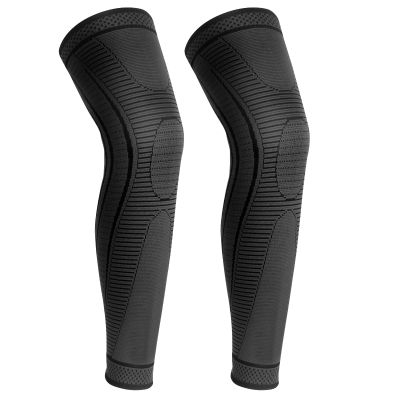 yeloumiss Long Knee Braces, 2-Pack, Compression Knee Support (Black, S)