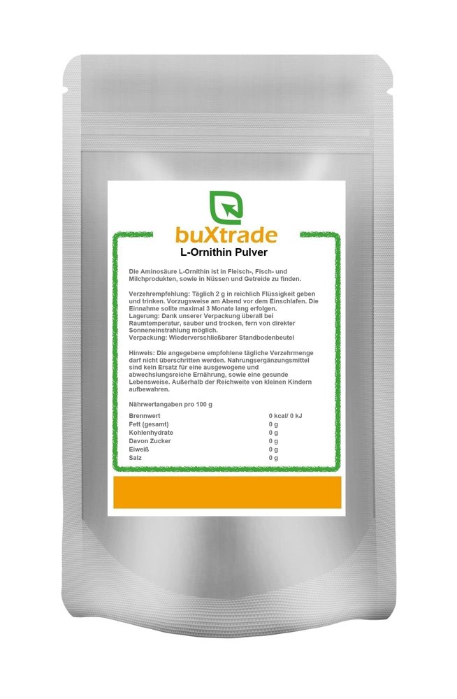 L-Ornithine Pure Powder Dietary Supplement, Buxtrade, Various Quantities (10 x 500 g)