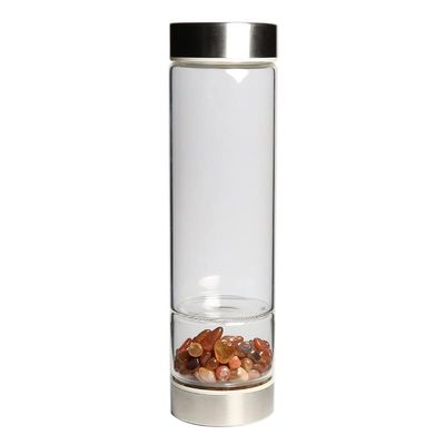 SAHKGYE 550 mL Natural Crystal Gemstone Glass Water Bottle for Quartz Crystal Elixir Water