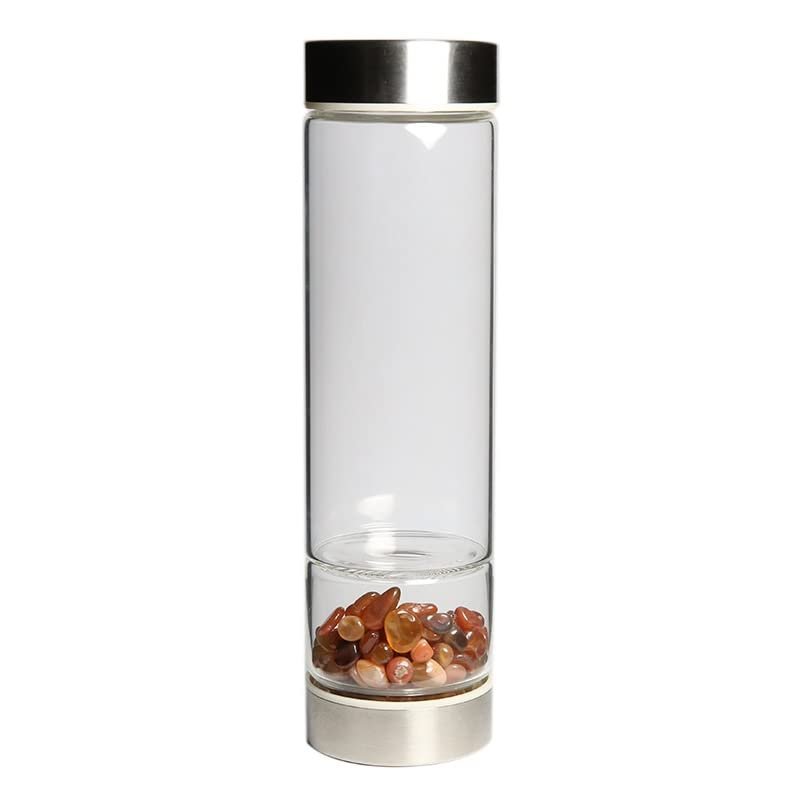 SAHKGYE 550 mL Natural Crystal Gemstone Glass Water Bottle for Quartz Crystal Elixir Water