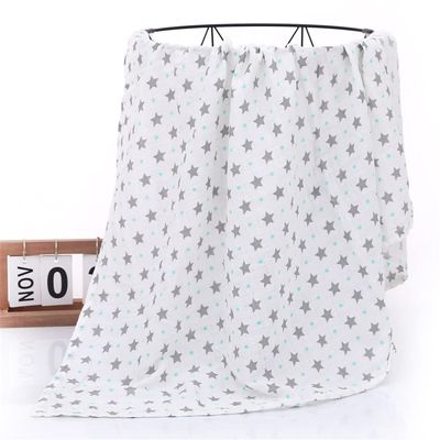 Chickwin 2-Layer Cotton Muslin Baby Blanket, Soft and Breathable, 47 x 43 in, Gray Stars