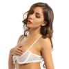MSemis Women's Sheer Lace Open-Bust Bra, White, 5XL view 2