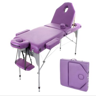 QUIRUMED Folding Aluminum Massage Table, 186 x 66 cm, 14 cm Padded, Purple Faux Leather