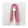 Women's Long Straight Pink Synthetic Wig with Bangs view 1