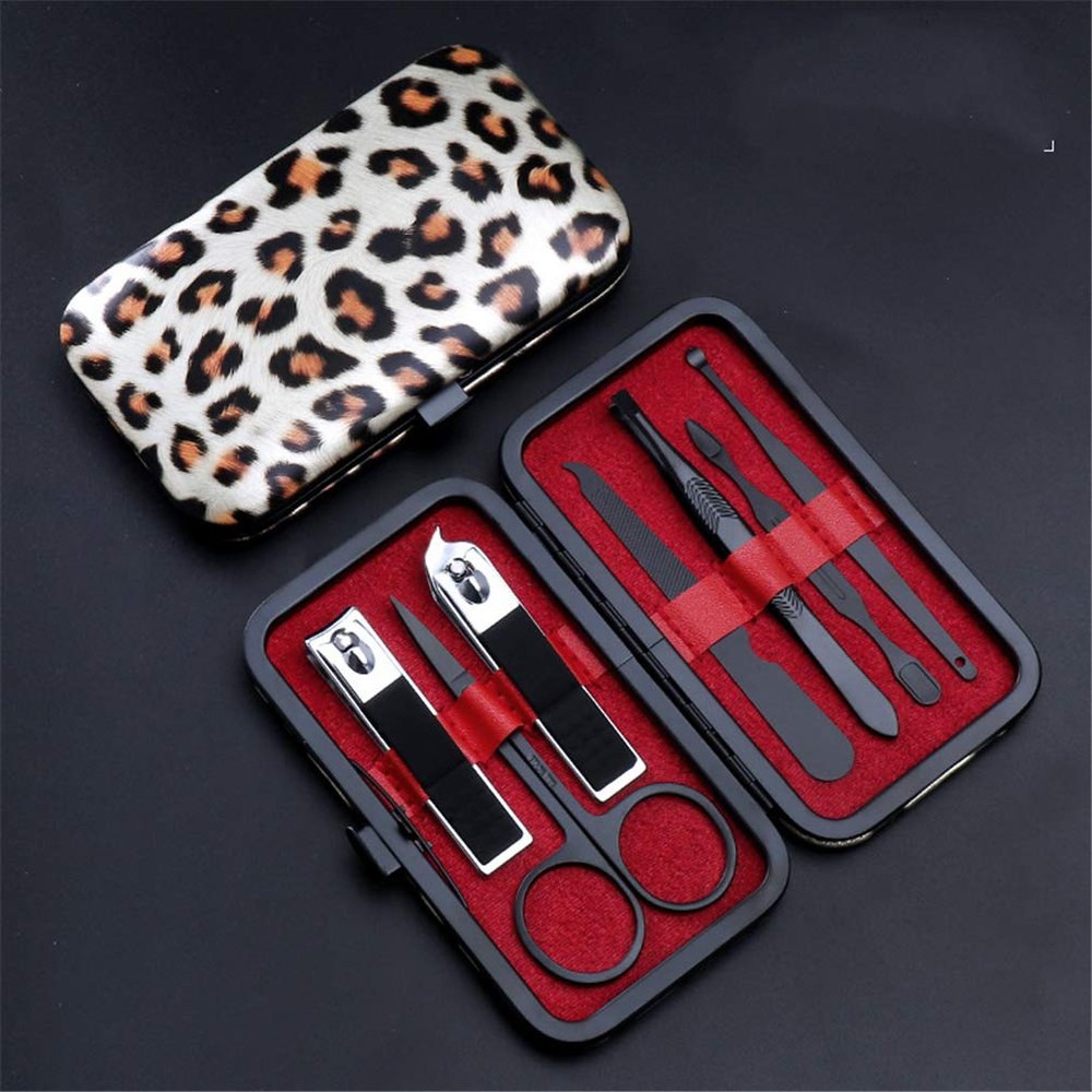 7-Piece Professional Manicure and Pedicure Set, Black/Gold