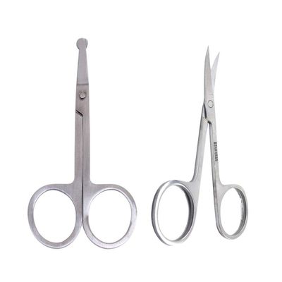 SHERCHPRY 2-Piece Stainless Steel Nose Hair Scissors with Rounded, Curved Blades