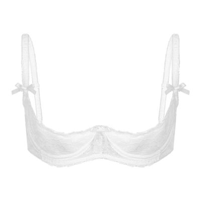 Women’s Lace Open-Cup Underwire Bra, White, 5XL