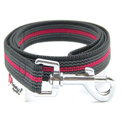 Twinkys Dog Style Rubberized Dog Leash, 1 m, 20 mm, Black/Red, No Hand Loop