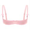 TSSOE Women's Sheer Lace Underbust Open-Bust Bra, Pink, XXL view 1