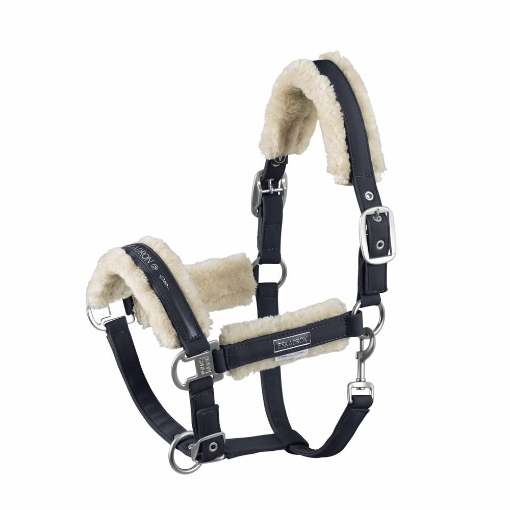 Eskadron Platinum DOUBLEPIN Faux Fur Stable Halter, Navy, Pony 2