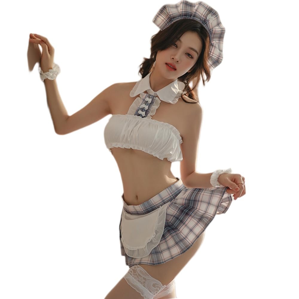 Japanese Cosplay Schoolgirl Uniform Sexy Anime Lingerie Sleepwear (Blue)