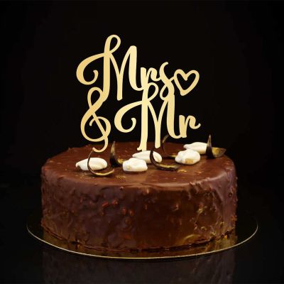 Mrs & Mr Rustic Wedding Cake Topper, Custom Silhouette