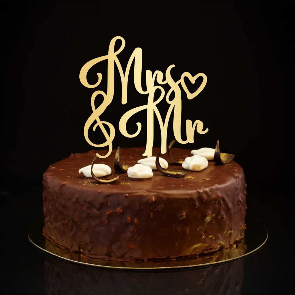 Mrs & Mr Rustic Wedding Cake Topper, Custom Silhouette