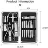 HMTE Professional Manicure & Pedicure Set, 16-Piece Stainless Steel Nail Care Kit view 2