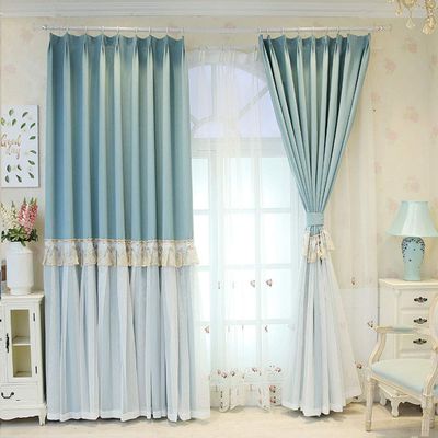 CHEWYNP Blackout Double-Layer Curtain with Sheer Tulle, Pencil Pleat