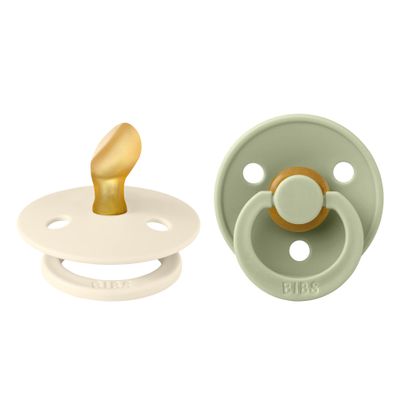 BIBS Colour Pacifiers, 0–6 Months, 2-Pack, Ivory/Sage