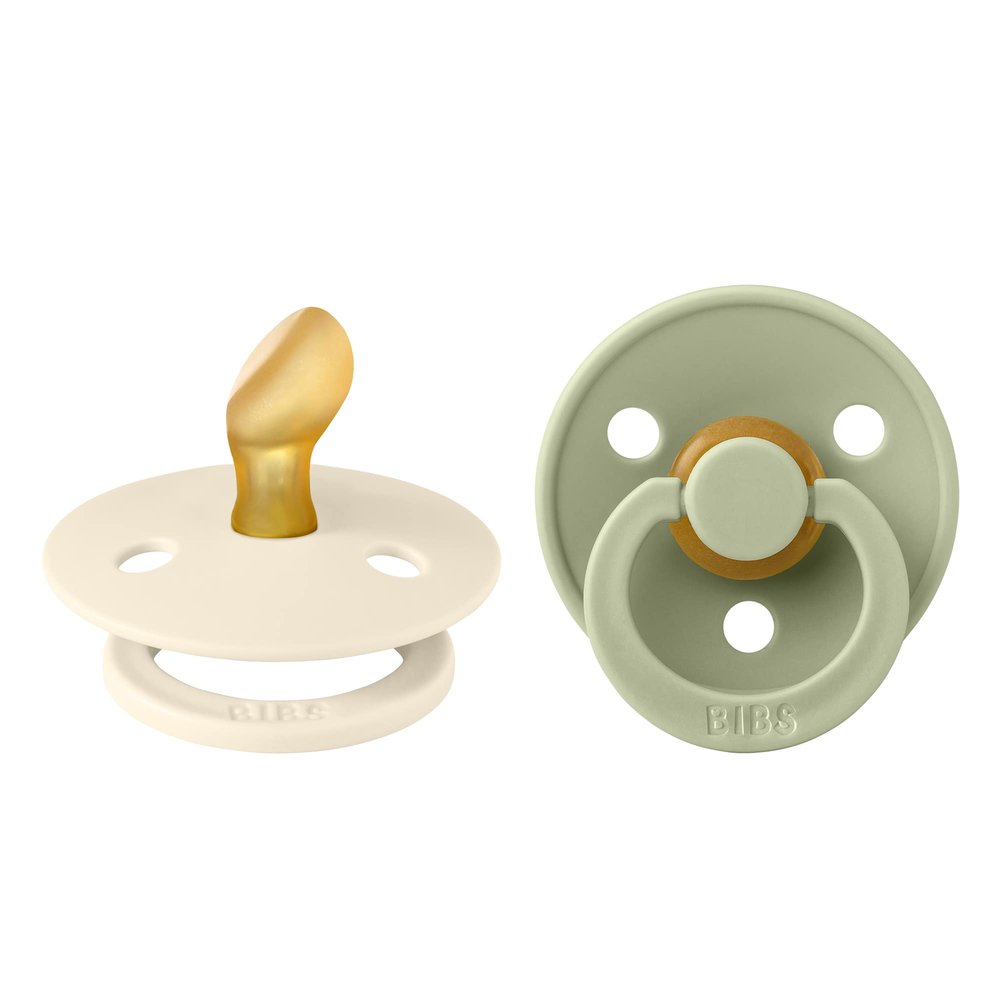 BIBS Colour Pacifiers, 0–6 Months, 2-Pack, Ivory/Sage