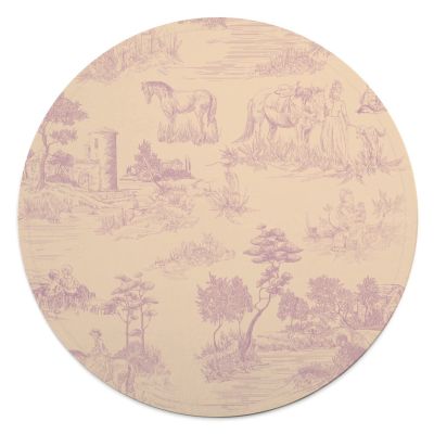 Toile de Jouy Pet Blanket, Country House Scene, Anti-Pilling, Warm, Soft Flannel Pet Rug, Lightweight, Cozy, for Cats and Dogs, 90 cm Diameter