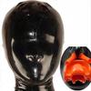Sexy Black Latex Hood Mask with Gag and Nasal Tube view 4