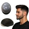 N.L.W. Men's Toupee, European Human Hair Replacement System, PU Skin with Lace Front, Natural Hairline, 10x8 in (#1 Jet Black) view 1