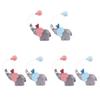 Abaodam 3 Sets Resin Elephant Cake Decorations with Balloon Ornaments, 2 Pieces Each view 1