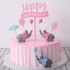 Abaodam 3 Sets Resin Elephant Cake Decorations with Balloon Ornaments, 2 Pieces Each view 2
