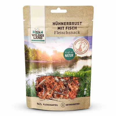 WILDES LAND Chicken Breast with Fish | Grain-Free Dog Chew with Natural Ingredients and High Meat Content | 5 x 70 g