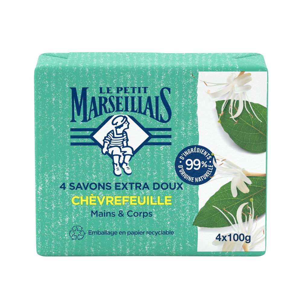 Le Petit Marseillais Kraft Honeysuckle Soap, 4 x 100 g